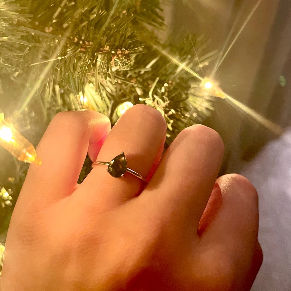 Sterling Silver Handmade Inlaid Moss Agate Waterdrop Shape Ring 1.8g/0.06oz